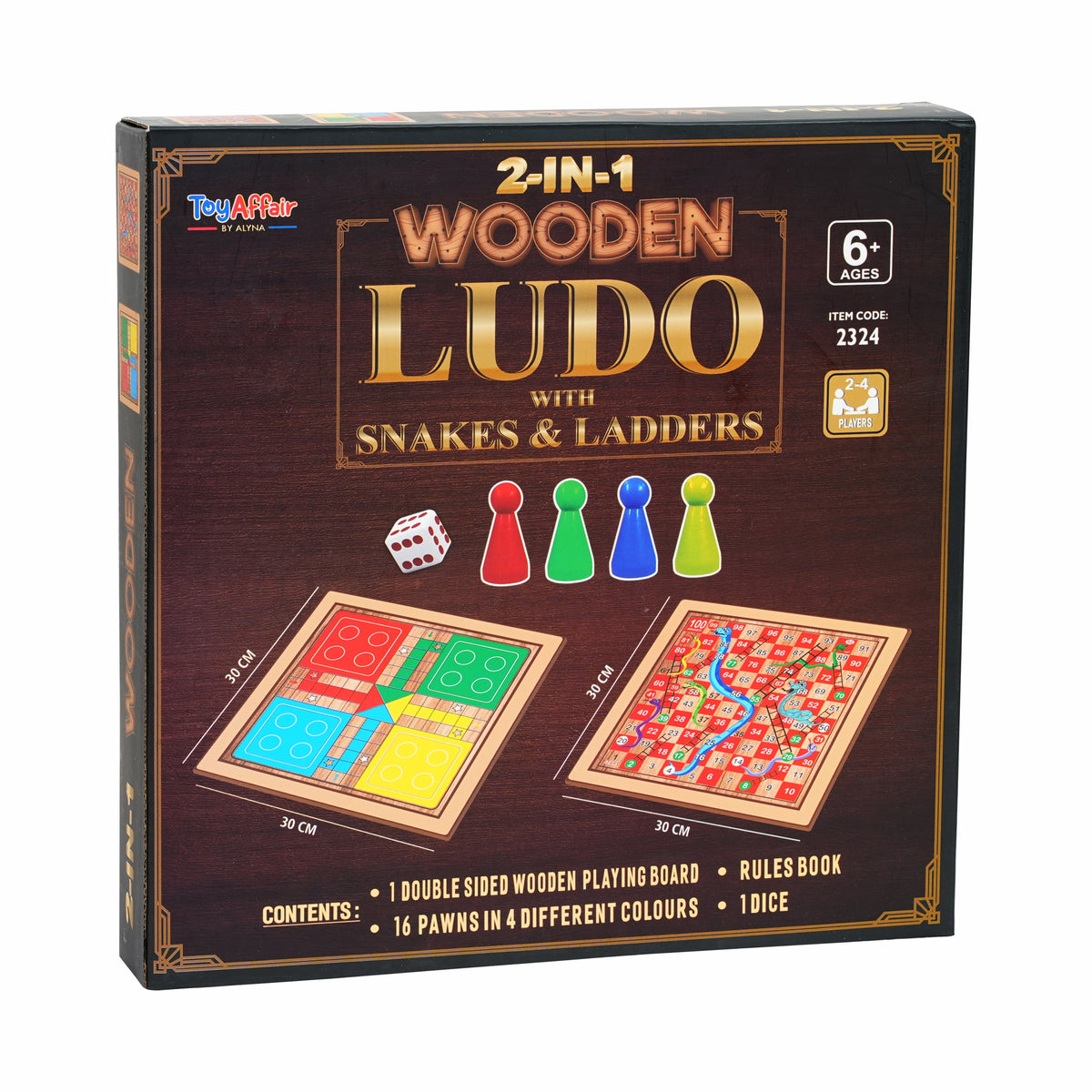 2-IN-1 WOODEN LUDO WITH SNAKES AND LADDER