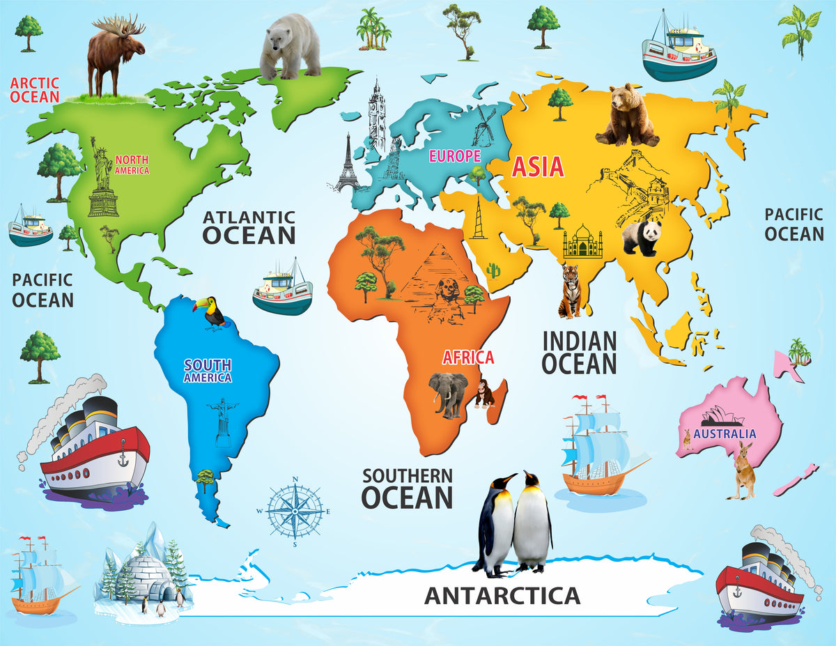 CONTINENTS & OCEANS OF THE WORLD PUZZLE