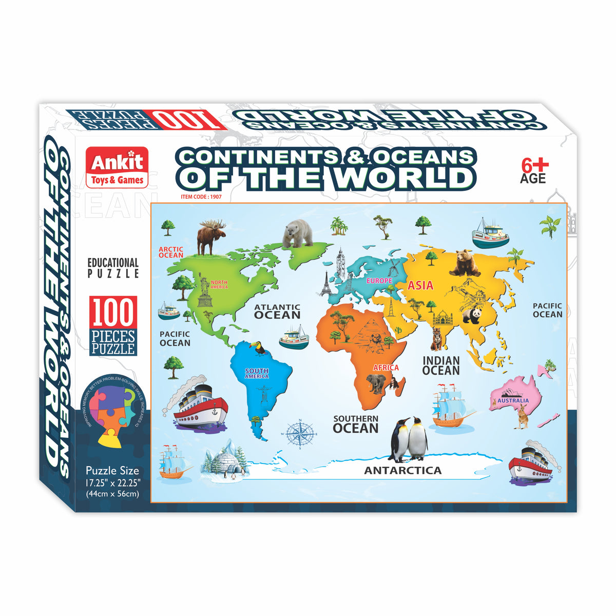 CONTINENTS & OCEANS OF THE WORLD PUZZLE