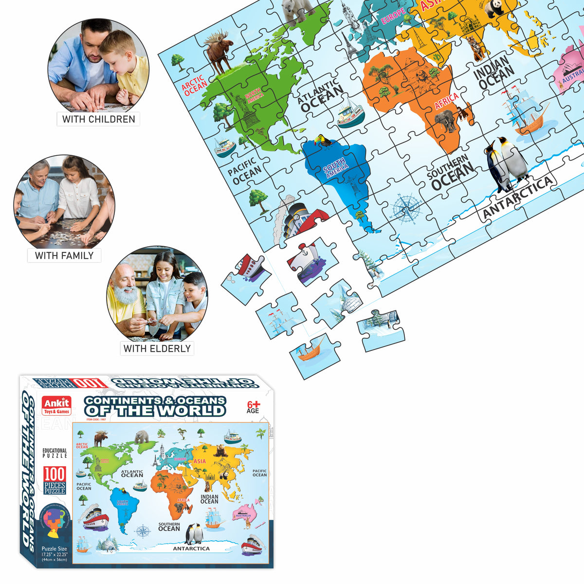 CONTINENTS & OCEANS OF THE WORLD PUZZLE