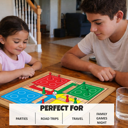 2-IN-1 WOODEN LUDO WITH SNAKES AND LADDER
