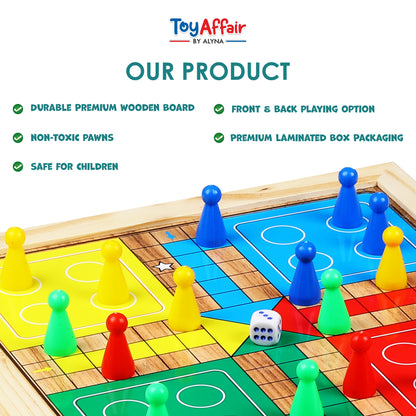2-IN-1 WOODEN LUDO WITH SNAKES AND LADDER