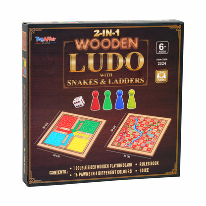 2-IN-1 WOODEN LUDO WITH SNAKES AND LADDER