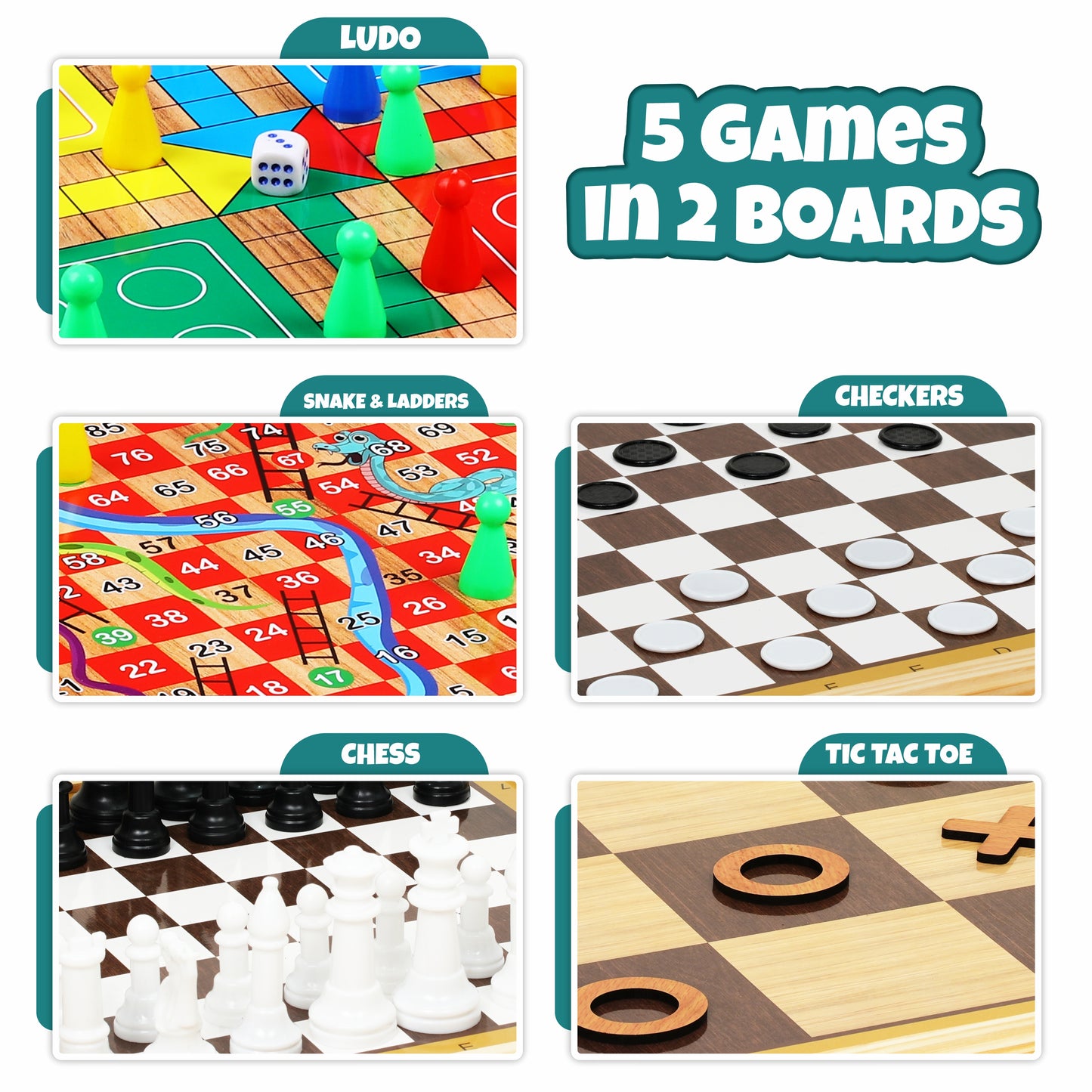 5-IN-1 WOODEN BOARD GAME SET