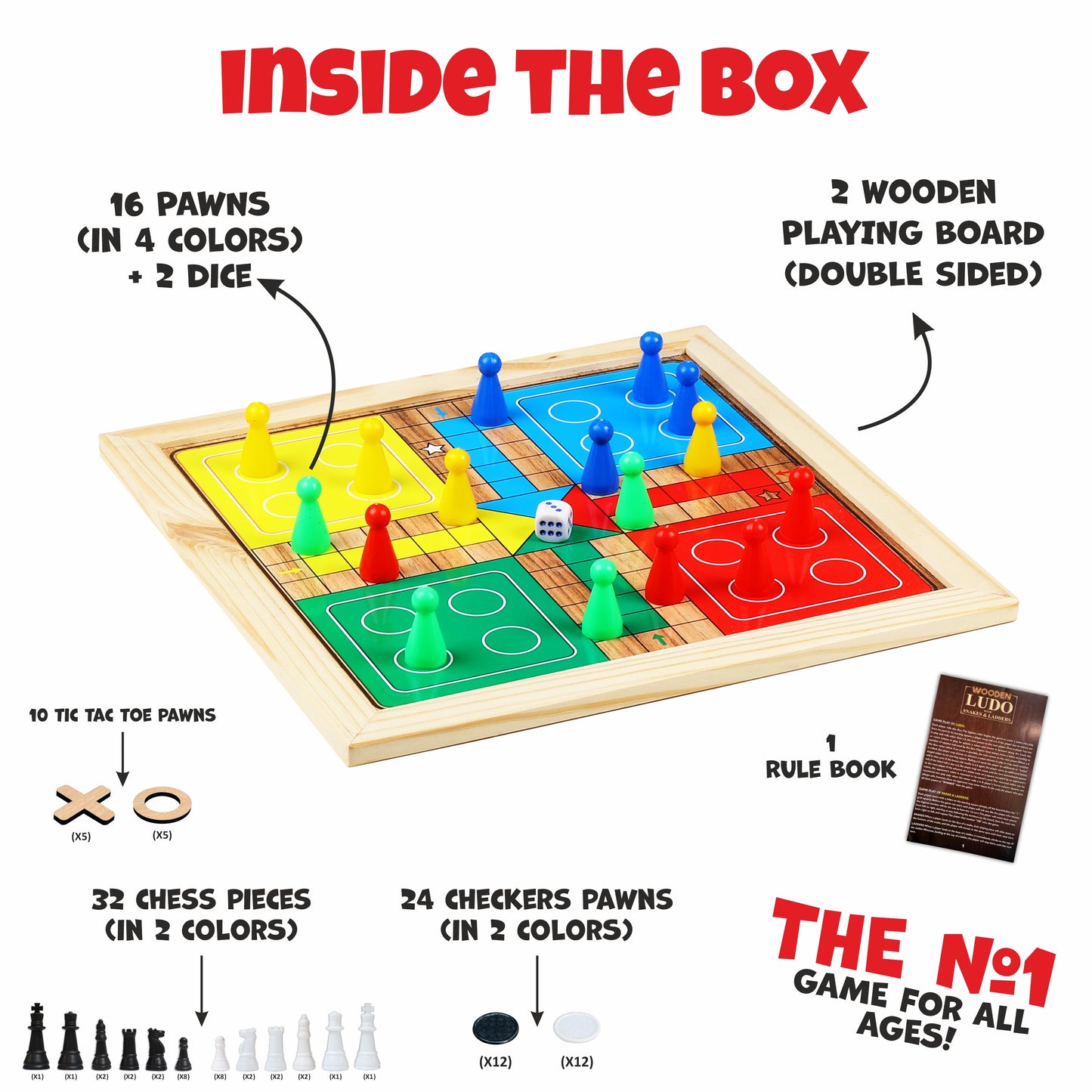 5-IN-1 WOODEN BOARD GAME SET