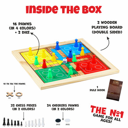 5-IN-1 WOODEN BOARD GAME SET