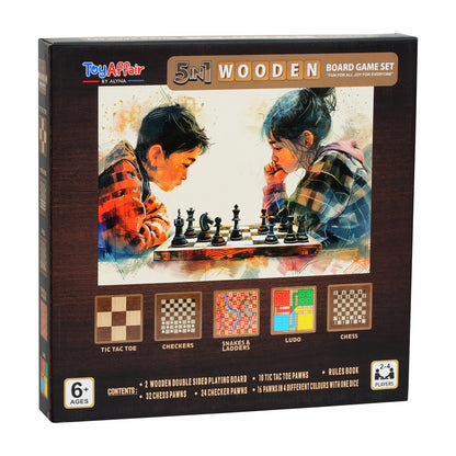 5-IN-1 WOODEN BOARD GAME SET