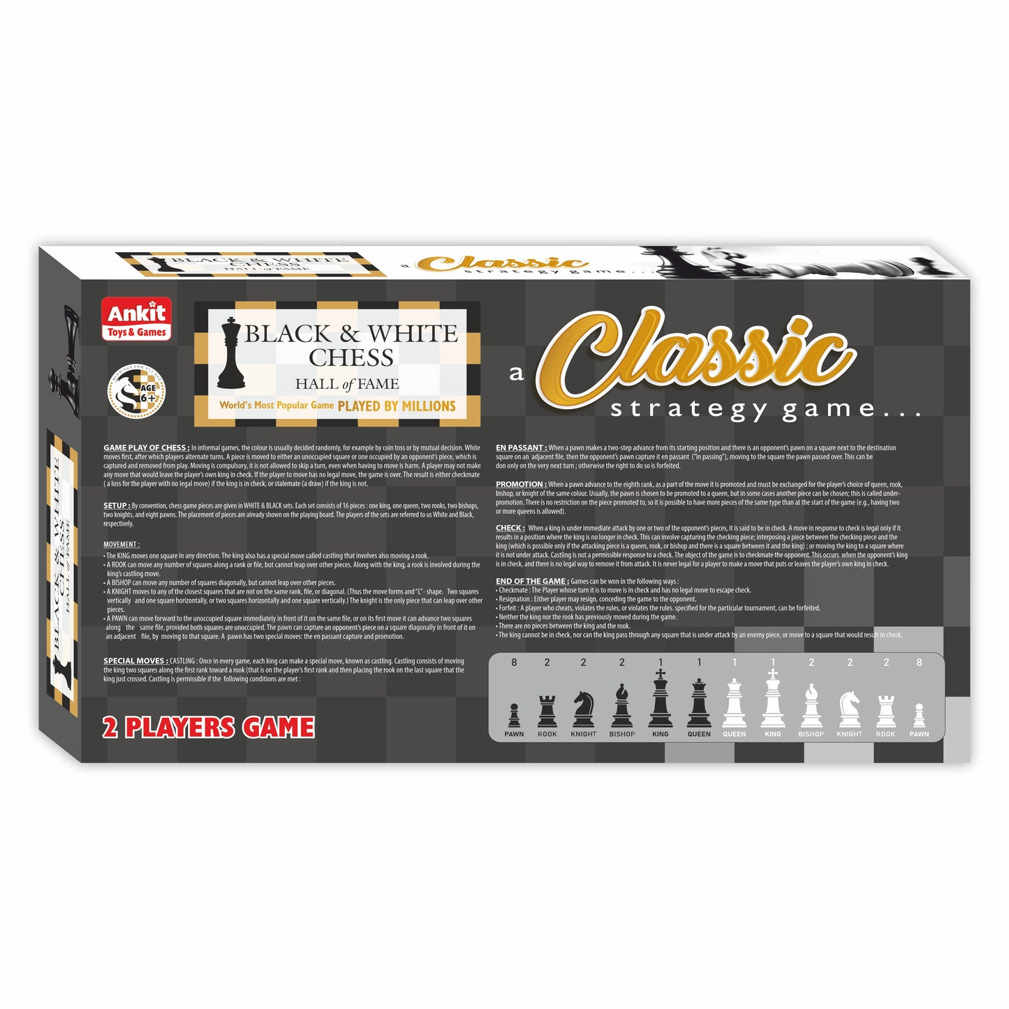 BLACK & WHITE CHESS 15"